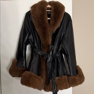 AKIRA Black and Brown Teddy Jacket